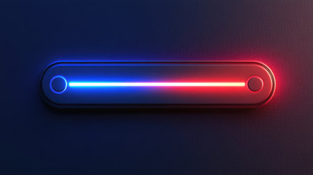 Vibrant neon light bar in blue and red against a dark background, perfect for modern design projects and creative applications. Bright glow adds a dynamic touch.の素材