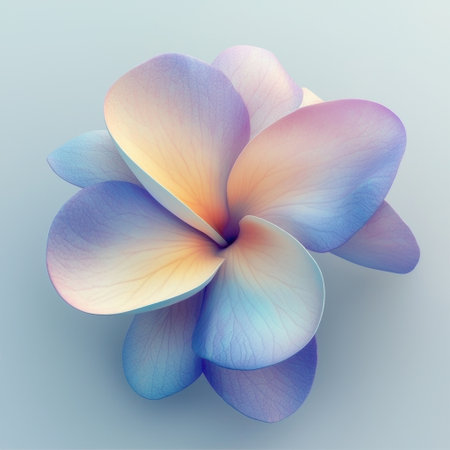 A beautifully arranged soft pastel flower showcasing delicate petals in light blue and lavender shades, perfect for conveying beauty and tranquility in any design.の素材