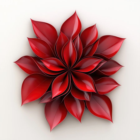This stunning red floral design features glossy petals that create a vivid visual impact. Perfect for art, design, or nature-themed projects.の素材