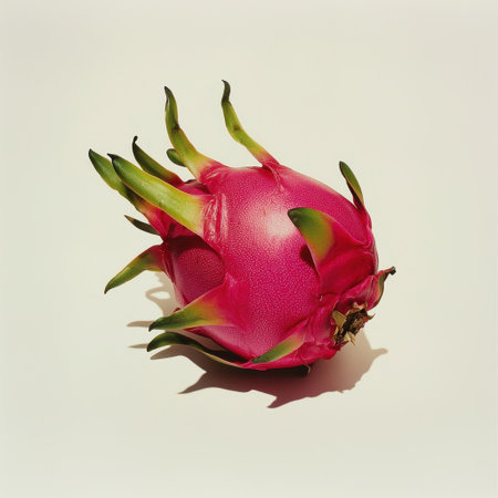 A stunning dragon fruit sits elegantly on a minimalistic background, showcasing its unique shape and vibrant colors, ideal for healthy lifestyle themes.の素材