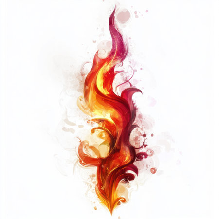This vibrant abstract artwork features colorful flames swirling elegantly. The dynamic composition embodies warmth and energy, making it ideal for modern designs.の素材
