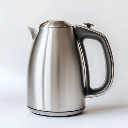 A sleek stainless steel electric kettle designed for modern kitchens. Ideal for boiling water quickly, this appliance combines efficiency with elegant design.の素材