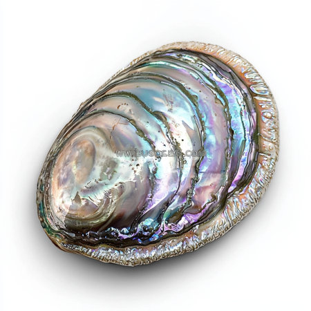 This stunning abalone shell showcases an iridescent surface with mesmerizing patterns. Captured in detail, this ocean treasure reflects natureの素材