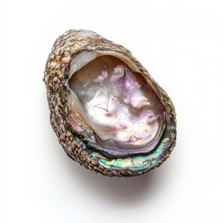 This stunning abalone shell features a beautifully iridescent interior, showcasing its natural elegance. Perfect for artistic displays or coastal-themed decor.の素材