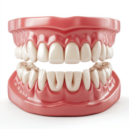 This detailed 3D model of human teeth and gums offers valuable insights for dental education. Perfect for clinics, teaching, and patient illustration.の素材