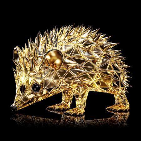This sparkling crystal hedgehog figurine features a brilliant shiny surface and unique design, perfect for adding a touch of elegance to any home decor.の素材