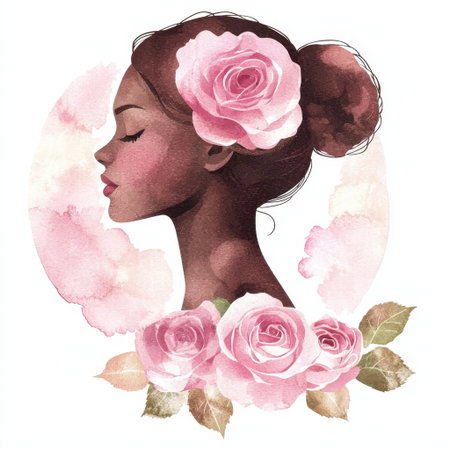 This illustration features a graceful womanの素材