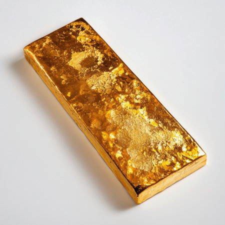 A captivating image of a gold bar showcasing its reflective surface and intricate texture. Ideal for concepts of wealth, investment, and luxury.の素材