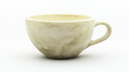 This beautiful ceramic cup features a soft beige finish, ideal for serving coffee, tea, or as a decorative piece in any home setting.の素材