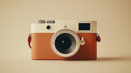 Discover a beautifully designed vintage-style compact camera with a brown leather finish, perfect for photography enthusiasts seeking artistic inspiration.の素材