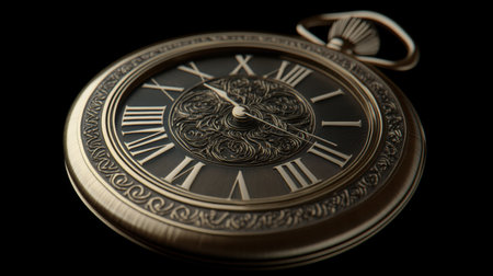 Explore the elegance of a vintage pocket watch, featuring intricate designs and Roman numerals, perfect for capturing timeless moments.の素材
