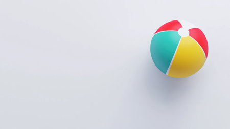 A vibrant beach ball rests on a clean white background, evoking images of summer fun, beach activities, and joyous moments with family and friends.の素材