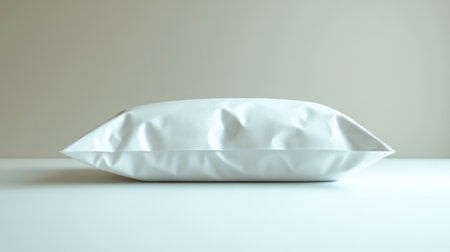 A soft white pillow rests on a minimalist surface, creating a peaceful and inviting atmosphere in a cozy bedroom or relaxation area.の素材