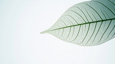 This close-up image features a delicate leaf with intricate veins against a soft background, capturing the essence of nature's beauty and simplicity.の素材