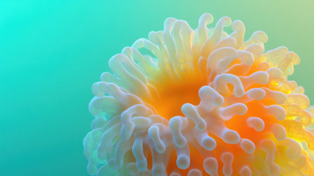 This close-up image features a vibrant, colorful coral underwater, showcasing the delicate textures and brilliant hues of marine life in a serene environment.の素材