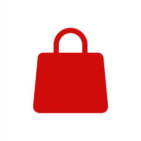 This red shopping bag icon design symbolizes retail and consumerism, perfect for use in marketing materials and e-commerce applications.の素材