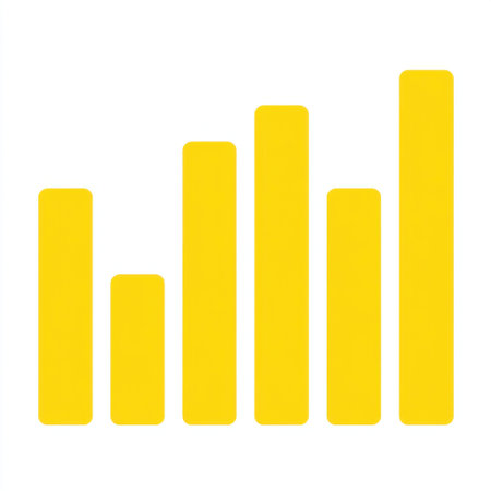 Minimalistic yellow bar graph icon symbolizing data analysis, performance growth, and business strategies. Perfect for digital marketing and presentations.の素材