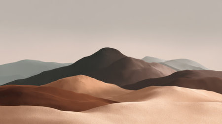 This serene abstract landscape features soft earthy tones and gentle hills, creating a minimalist and calming environment for artistic inspiration.の素材