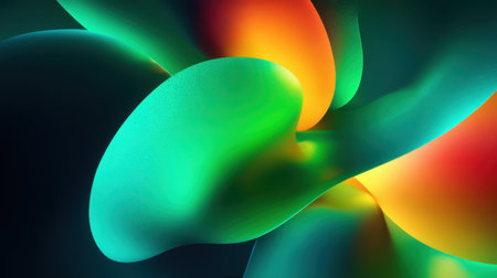 This vibrant abstract image showcases fluid shapes and bright colors that create a captivating modern background. Ideal for various design projects.の素材