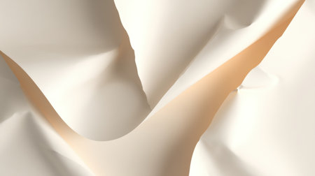 This elegant abstract image features soft beige and cream paper textures with gentle folds and subtle shadows, ideal for design projects.の素材