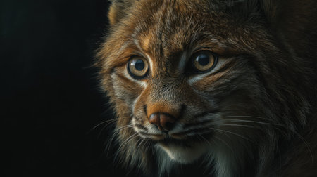 This detailed portrait captures the essence of a wild lynx, showcasing its striking eyes and magnificent fur. A true symbol of wilderness, the image highlights the grace and power of this majestic animal within its natural habitat.の素材