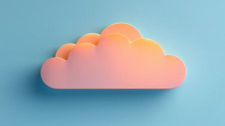 A delightful representation of soft, pastel cloud shapes glowing warmly on a gentle blue background, evoking feelings of peace, serenity, and calm.の素材