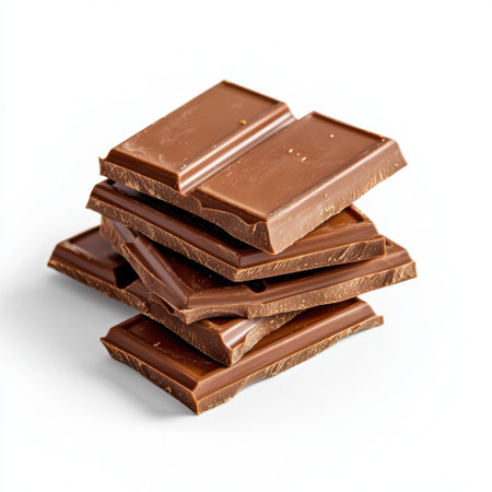 A visually appealing stack of rich dark chocolate squares, perfect for showcasing indulgence in culinary projects and dessert recipes.の素材