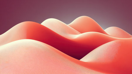 A captivating abstract representation of smooth curves and waves in soft peach and pink hues, evoking a serene and dreamy landscape. Perfect for artistic themes.の素材