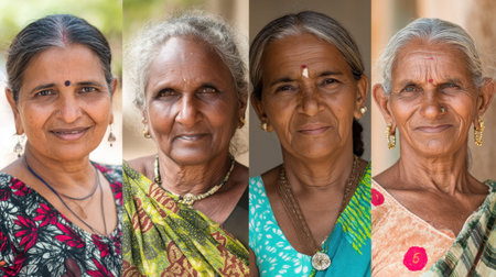 This collection showcases portraits of mature women adorned in traditional attire, reflecting their rich cultural heritage and inner wisdom.の素材