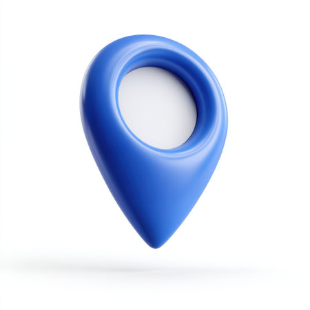 This bright blue location pin icon represents navigation and mapping in a sleek style, perfect for digital projects or user interfaces.の素材