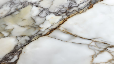 This close-up image showcases a stunning marble surface featuring intricate veins and unique patterns, ideal for interior design use.の素材
