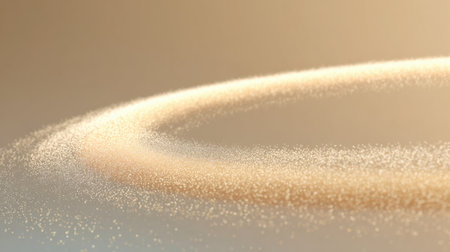 This captivating image features soft golden dust particles creating a mesmerizing circular motion on a smooth gradient background, adding an abstract touch.の素材