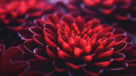 This stunning close-up image captures the intricate details of vibrant red chrysanthemum blossoms, showcasing their delicate petals and rich hues, perfect for adding a touch of nature's beauty to various designs.の素材