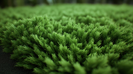 Close-up view of lush green grass texture showcasing detailed blades, perfect for nature-inspired projects, landscaping, or artistic backgrounds.の素材