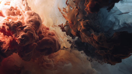 A beautiful abstract display of swirling colors in shades of orange, black, and white, conveying a sense of motion and fluidity for artistic applications.の素材