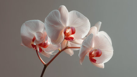 A stunning close-up of delicate pink orchid blooms, showcasing intricate details and soft natural light. This image epitomizes elegance and beauty.の素材