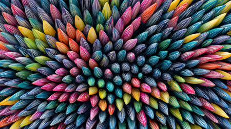 This captivating abstract design showcases a myriad of colorful shapes arranged symmetrically, creating a dynamic visual experience that is both vibrant and inspiring.の素材