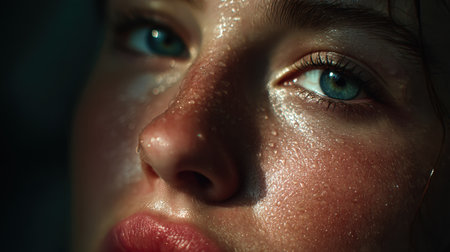 This mesmerizing close-up photograph captures the radiant beauty of a womanの素材