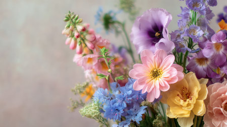A stunning display of vibrant flowers arranged beautifully, showcasing a variety of colors and textures, perfect for nature and decoration themes.の素材