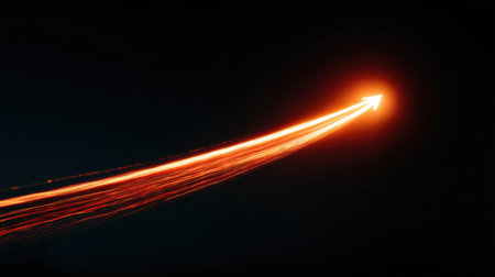 A striking image showcasing a bright arrow of light piercing through dark surroundings, symbolizing progress, direction, and inspiration in a unique and dynamic visual form.の素材