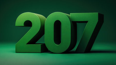 A striking green number 207 stands against a dark green background, offering a contemporary look perfect for modern art projects and promotional materials.の素材