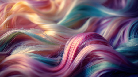 This image showcases a mesmerizing texture of wavy hair in soft pastel shades, creating an ethereal and vibrant effect. Ideal for creative projects.の素材