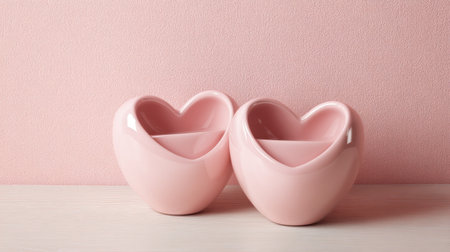 Delightful pink heart-shaped planters perfect for enhancing home decor, nurturing plants, or giving heartfelt gifts to loved ones.の素材