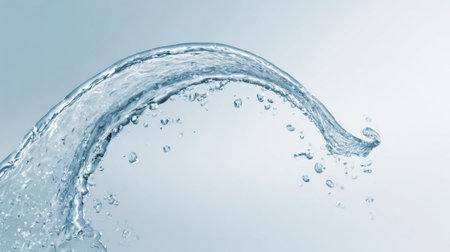 A stunning water splash captured in high detail, showcasing the fluid dynamics of water movement against a calm, neutral backdrop.の素材
