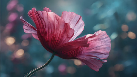 A stunning close-up of a pink flower petal, showcasing ethereal beauty against a softly blurred background. Perfect for nature-themed projects.の素材
