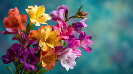 Beautiful floral arrangement featuring various vibrant flowers in shades of orange, pink, and purple against a soft, blurred background. Perfect for nature-themed projects or decor.の素材