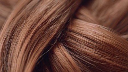 This close-up image showcases a beautiful braid of soft brown hair, emphasizing the intricate texture and warm glossy reflections, ideal for beauty or fashion themes.の素材