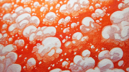 This vibrant abstract artwork features an orange background filled with playful bubbles, creating a dynamic and lively atmosphere ideal for various creative projects.の素材