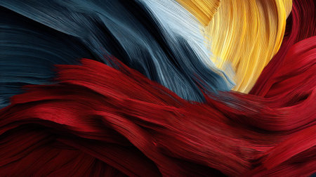 This stunning abstract artwork features vibrant flowing textures in shades of red, blue, and yellow, creating a dynamic and colorful background. Perfect for creative projects.の素材