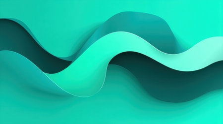 A captivating abstract design featuring soft aqua wave shapes creates a sense of fluidity and tranquility, perfect for modern projects.の素材